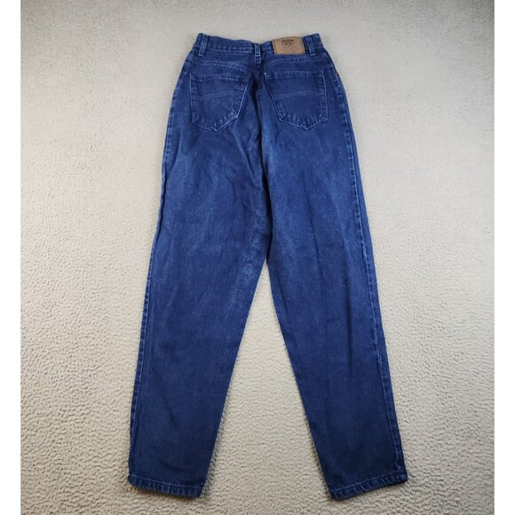 Womens 7/8 Misses Relaxed Fit Jeans Tapered Leg Blue 90's Dark Wash Cotton Denim - Picture 2 of 13